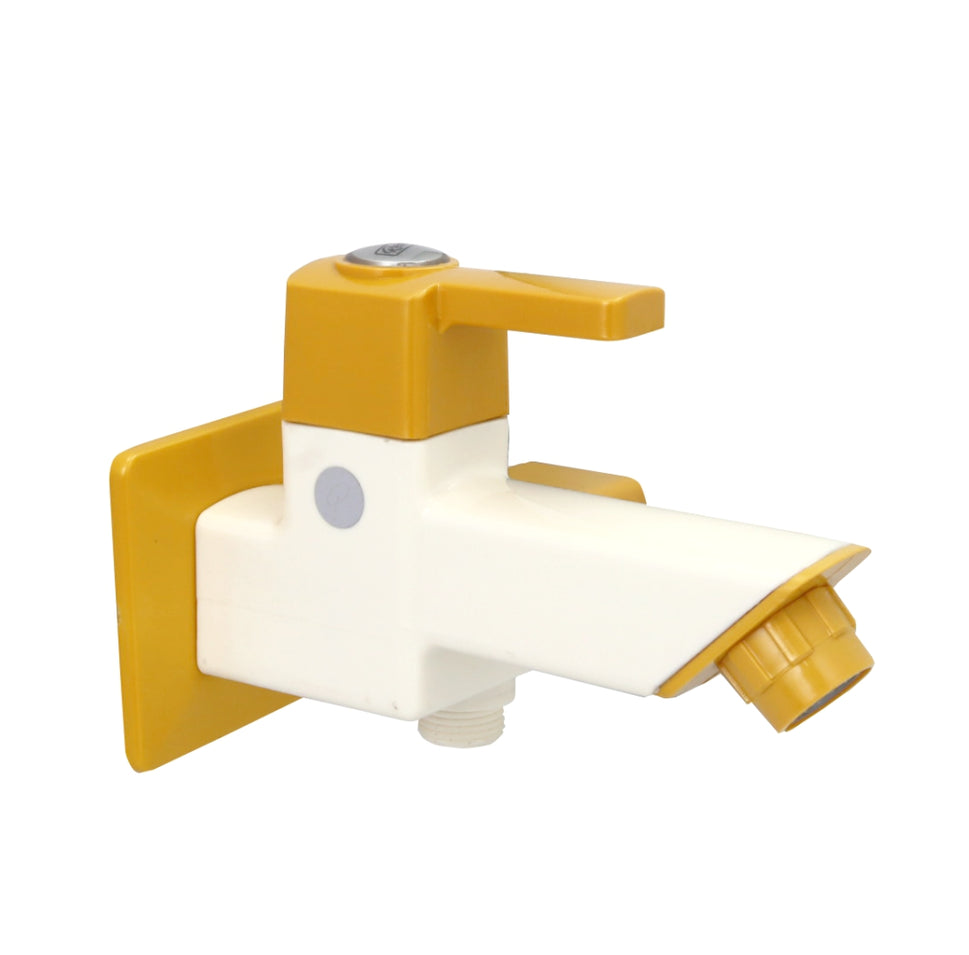Real PTMT 2 IN 1 Bib Cok With Flange Tap with Flange Smart Square 90 Degree Angle