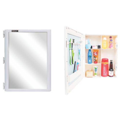 Realbath Multipurpose Mirror Bathroom Cabinet Organizer | Bathroom Organiser | Corner Shelf Bathroom | Corner Cabinet for Bathroom Wall | Cabinets for Storage | Plastic