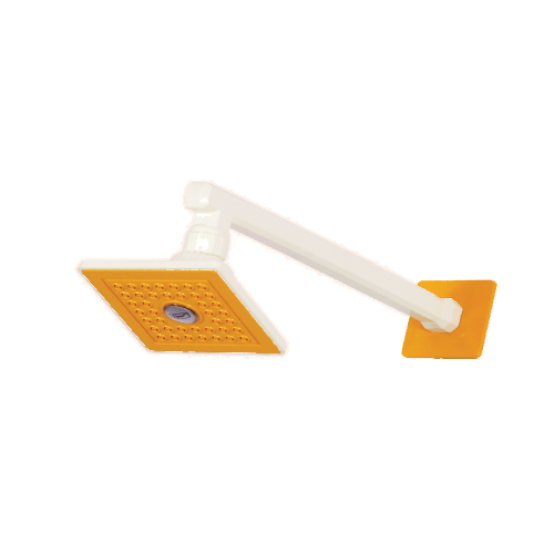 Realbath Over Head Shower  (4 inches) Ultra Slim with Arm Square, Bath Shower Head Set, Pressure Rain Shower Head (Yellow) Pack of 1