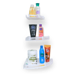 Realbath 3 Pieces Set Unbreakable Multipurpose ABS Acrylic Bathroom Corner Organizer Wall Shelf for Bathroom & Living Room