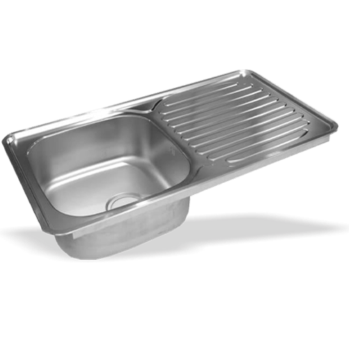 Realbath 45"x20"x9" Single Bowl Drain Board Standred Stainless Steel Kitchen Sink – Sleek & Durable with Glossy Finish & PVC Coupling