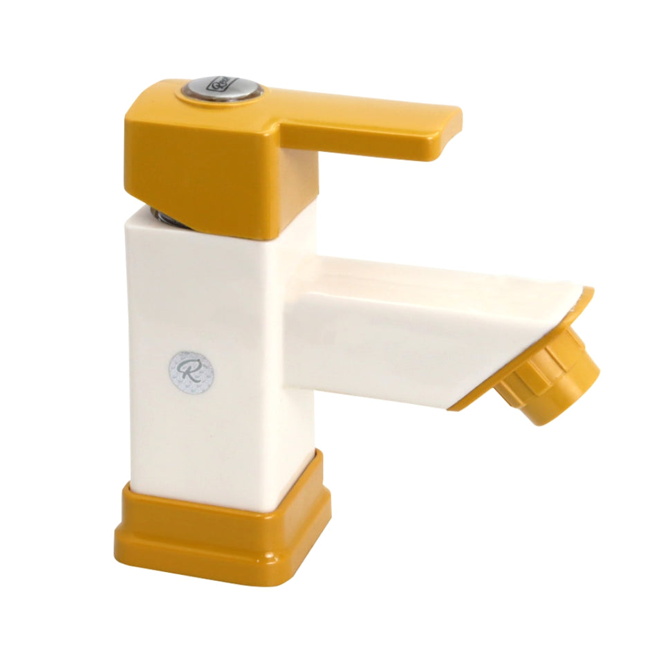 Real PTMT Single Lever Basin Mixer Tap with Flange Smart Square 90 Degree Angle
