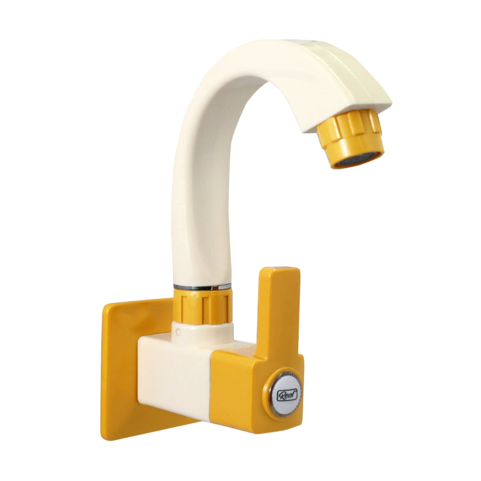 Real PTMT Single Lever Basin Mixer Tap with Flange Smart Square 90 Degree Angle