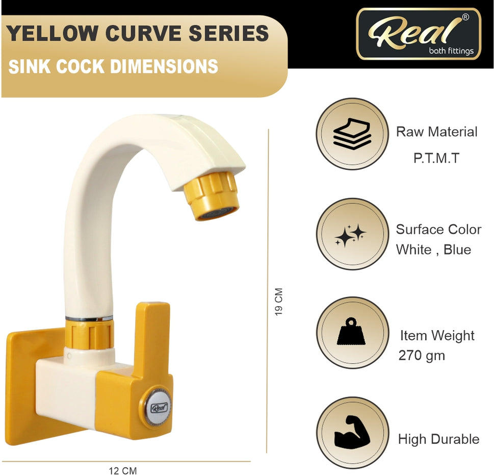 Real PTMT Single Lever Basin Mixer Tap with Flange Smart Square 90 Degree Angle